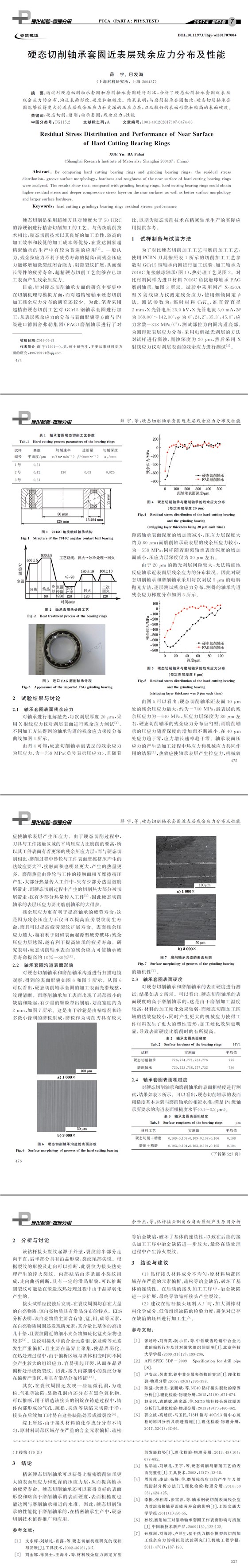 硬態(tài)切削軸承套圈近表層殘余應(yīng)力分布及性能