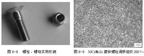 螺母實物形貌，30CrMnSi鍍鋅螺栓調(diào)質(zhì)組織200×