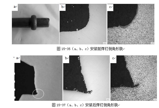 圖15-37（a、b、c）安裝后焊釘?shù)菇切蚊? /> 
</p>
<p style=